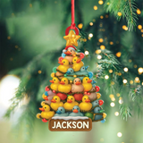 Maxcorners Personalized Funny Rubber Duck Acrylic Christmas Tree Ornament – Custom Name Xmas Decoration for Hunter or Family, Cute Holiday Ornament LM0411