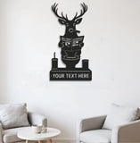 Maxcorners Personalized Deer Bathroom Humor Metal Sign WITH LED/WITHOUT LED, Rustic Hunting Cabin Wall Decor for Hunters, Funny Wildlife Toilet Art LM0110