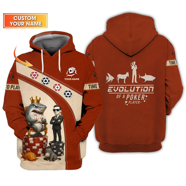 Poker T Shirt, Evolution of a Poker Player Tee Custom Funny Shark & Donkey Design