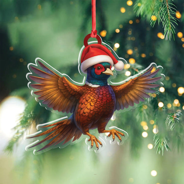 Maxcorners Christmas Pheasant Acrylic Christmas Ornament – Funny Hunting Bird Decor Gift for Hunters & Outdoor Lovers LM0411