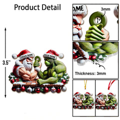 Maxcorners Custom Name Santa and Stink Ornament, Santa and Stink Christmas Gift 2D Flat LM2111