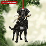 Maxcorners Personalized Black Lab Dog Christmas Ornament – Personalized Hunting Dog Acrylic Decor LM0411