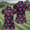 Maxcorners Dark Tropical Pink Flamingo Pattern Golf Shirt, Women’s Golf Apparel, Hawaiian Golf Shirt, Golf Polo For Women LM1507