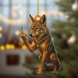 Maxcorners Personalized Funny Coyote Fukin' Finger Hunting Acrylic Christmas Ornament – Custom Gift for Hunters LM0411