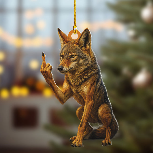 Maxcorners Personalized Funny Coyote Fukin' Finger Hunting Acrylic Christmas Ornament – Custom Gift for Hunters LM0411
