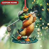 Maxcorners Personalized Acrylic Duck Golf Christmas Ornament â€“ Custom Name Funny Hunter Gift for Golf Lovers LM0110