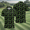 Maxcorners Three Leaf Clover Golf And Beer St Patrick's Day Black Golf Shirt, Fun Golf Shirts For Men, Polo Shirts For Men
