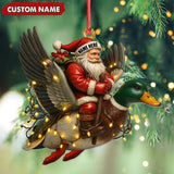 Maxcorners Personalized Santa Riding Duck Ornament, Custom Name Christmas Gift for Hunters LM0411