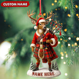 Maxcorners Personalized Scottish Deer Ornament, Custom Name Highland Bagpiper Christmas Decoration

 LM0411