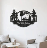 Maxcorners Personalized Deer Metal Sign WITH LED/WITHOUT LED - Rustic Wildlife Scene Cabin Name Sign, Family Lodge Outdoor Wall Art LM0110