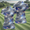 Maxcorners Silver Marble Golf Shirt, Futuristic Holographic Wave Pattern, Golf Shirt For Women LM1507