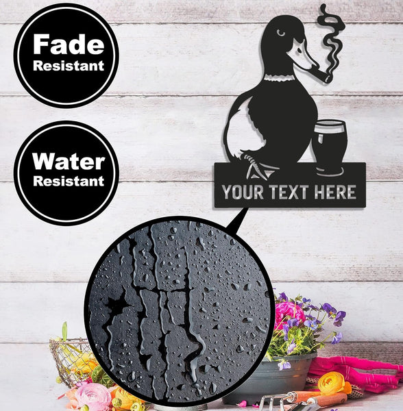 Maxcorners Personalized Funny Duck Metal Sign WITH LED/WITHOUT LED – Unique Hunting Lodge Wall Decor, Gift for Hunters LM0110