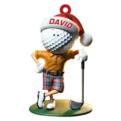 Maxcorners Custom Name Golf Santa Acrylic Ornament, Xmas Ornament, Golf Keychain, Christmas Golf Gift