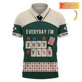Custom Poker T Shirt Everyday I’m Shufflin Tee Green Card Deck Design for Poker Players