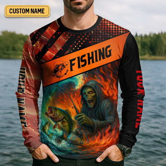 Maxcorners Reaper Fishing Mens SFP Shirt, Fisherman Halloween Costume, Fisherman Gift, Fishing Shirts For Men