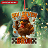 Maxcorners Personalized Six Seven Bruh Turkey Christmas Ornament, Custom Name Trend 67 Cool Turkey with Sunglasses, Funny Christmas Tree Decoration
