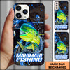 Maxcorners Mahi-mahi Fishing Blue Flame Smoke Line Premium Style Sport Personalized Name Phone Case