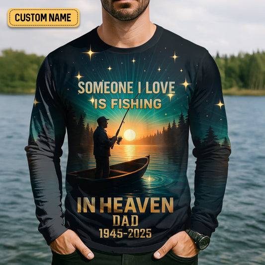 Maxcorners Fishing In Heaven Custom Memorial Shirt, SPF Shirt For Men, Presents For Fishermen, Bass Fishing