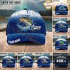 Maxcorners Fishing Water Splash Scale Gradient Design Personalized Name Classic 3D Cap (9 Breeds)