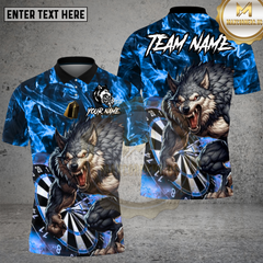 Maxcorners Wolf Darts Shirt Fierce Howling Wolf with Lightning Multioptions Personalized Name, Team Name Unisex 3D Shirt (4 Colors)