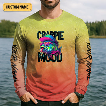 Maxcorners Crappie Mood Orange Yellow Fishing UPF Shirts, Fishing Jersey, Funny Fishing Shirt