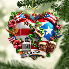 Maxcorners Custom Name Puerto Rico Ornament, Christmas Gift for Puerto Rico Lover 2D Flat LM2111