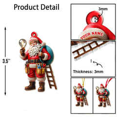 Maxcorners Custom Name Electrician Santa Ornament, Santa Christmas Gift 2D Flat LM2111