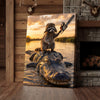 Maxcorners Raccoon Riding Alligator Holding Chainsaw at Sunset Canvas Wall Art