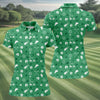 Maxcorners Golf Items Seamless Pattern St. Patrick’s Day Shamrock Golf Shirt, Women's Golf Tops, Ladies Golf Polos