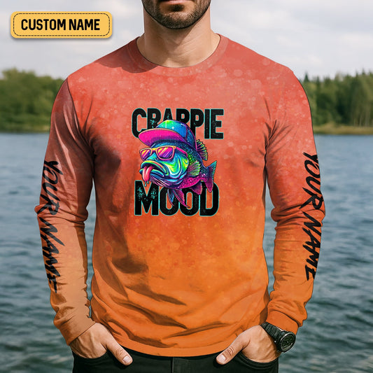 Maxcorners Crappie Mood Orange Neon Fishing UPF Shirts, Funny Fishing Shirt, Gift For Fisherman