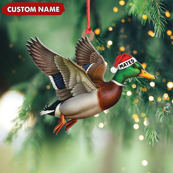 Maxcorners Personalized Flying Duck Acrylic Ornament – Custom Name Christmas Acrylic Gift for Hunters LM0411