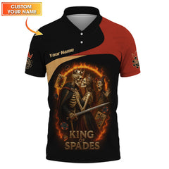 Maxcorners Custom Poker Shirt King of Spades Skeleton Tee, Gifts Poker Team PlayersLM1009