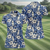 Maxcorners Blue Hawaiian Surfboard Hibiscus Golf Shirt, Women's Golf Shirt, Hawaiian Golf Shirt, Golf Polo For Women LM1507