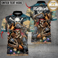 Maxcorners Pirate Skull Billiards Master Personalized Name 3D Unisex Shirt