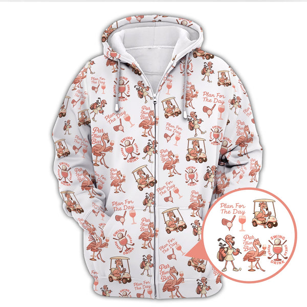 Maxcorners Flamingo Golf Shirt For Golfers, Funny Womens Golf Polos, Pattern Ladies Golf Shirt