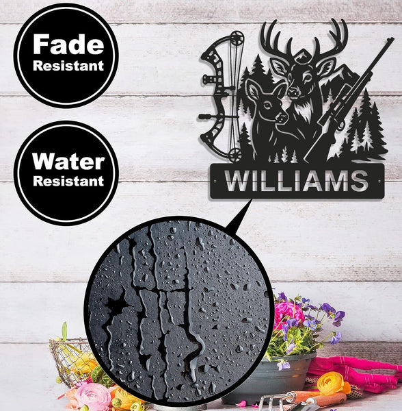Maxcorners Personalized Deer Hunting Metal Sign WITH LED/WITHOUT LED – Bow & Rifle Wall Decor for Hunters LM0110