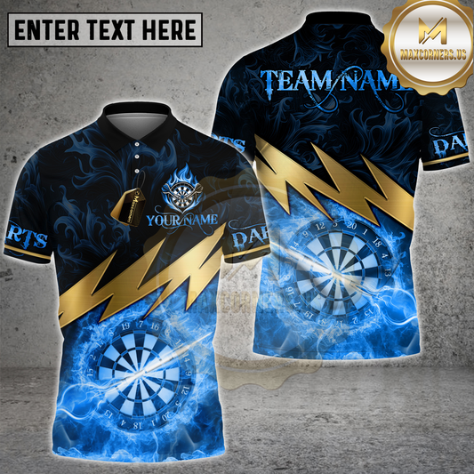 Maxcorners Darts Shirt Flaming Dartboard Lightning Strike Fire Design Multioptions Personalized Name, Team Name 3D Shirt (4 Colors)