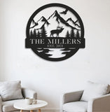 Maxcorners Personalized Mountain Elk Metal Sign WITH LED/WITHOUT LED Light Outdoor Cabin Decor Hunting Lodge Wall Decor LM0110