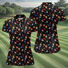Maxcorners Electric Guitar Pattern Black Golf Shirt, Women’s Golf Polo, Golf Shirts For Women, Printed Golf Shirt LM1507