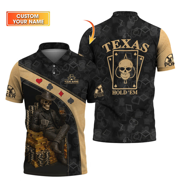 Texas Hold'em Poker Shirt, Skeleton Playing Poker Gifts For Poker Lovers