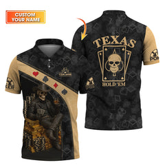 Maxcorners Texas Hold'em Poker Shirt, Skeleton Playing Poker Gifts For Poker LoversLM1009