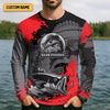 Maxcorners Black Red Bass Fishing Tournament Fishing Shirts, SPF Shirt For Men, Gift For Fisherman