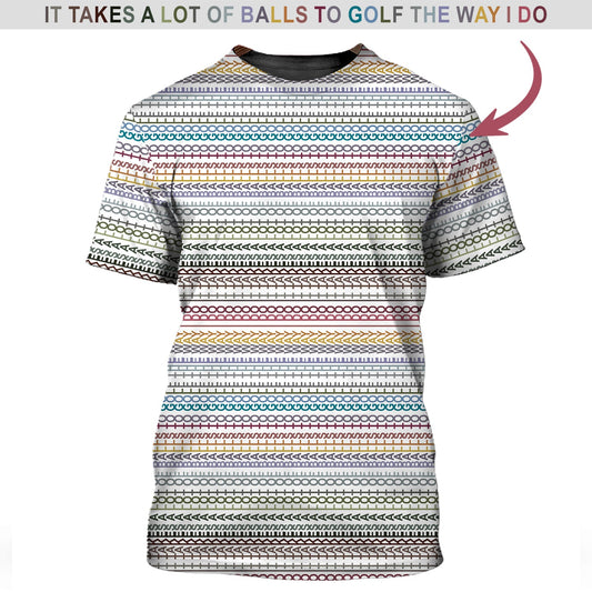 Maxcorners Funny Golf Polos,  'It Takes A Lot Of Balls To Golf The Way I Do' Golf Shirt, Pattern Crazy Golf Shirts For Men's