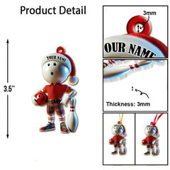 Maxcorners Custom Name Bowling Ornament, Bowling Christmas Gift 2D Flat LM2111
