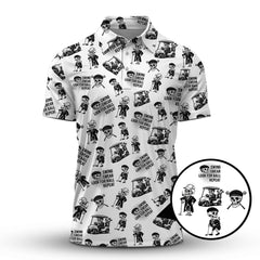 Maxcorners Funny Skull Golf Shirt For Men, Skeleton Golf Pattern Polos, Crazy Golf Shirts For Golfers