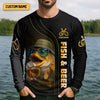 Maxcorners Fish And Beer Fishing UV Shirts, Funny Fishing Shirt, Gift For Fisherman, Fishing Shirts For Men