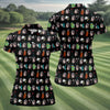 Maxcorners Black Custom Photo Golf Icons Polo Shirt, Women’s Golf Apparel, Printed Golf Shirt LM1507