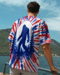 Maxcorners Bigfoot In The Forest Red White & Blue Swirl All Over Print LM1601