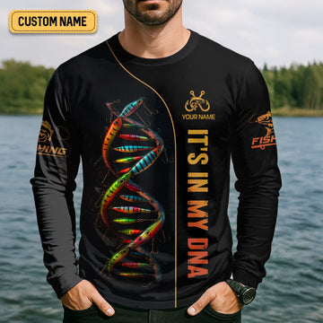 Maxcorners It's In My DNA Fishing UPF Shirts, Funny Fishing Shirt, Men Jersey, Presents For Fishermen