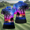 Maxcorners Palm Tree Sunset Beach Golf Shirt, Women’s Golf Polo, Golf Shirts For Women, Printed Golf Shirt LM1507
